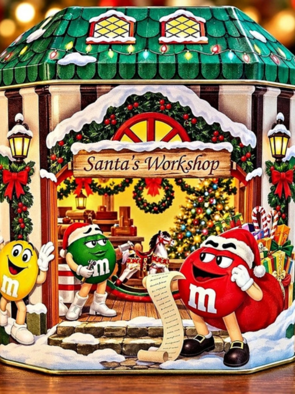 M&M's Santa's Workshop Number 10 Limited Edition Canister Holiday Tin Canister